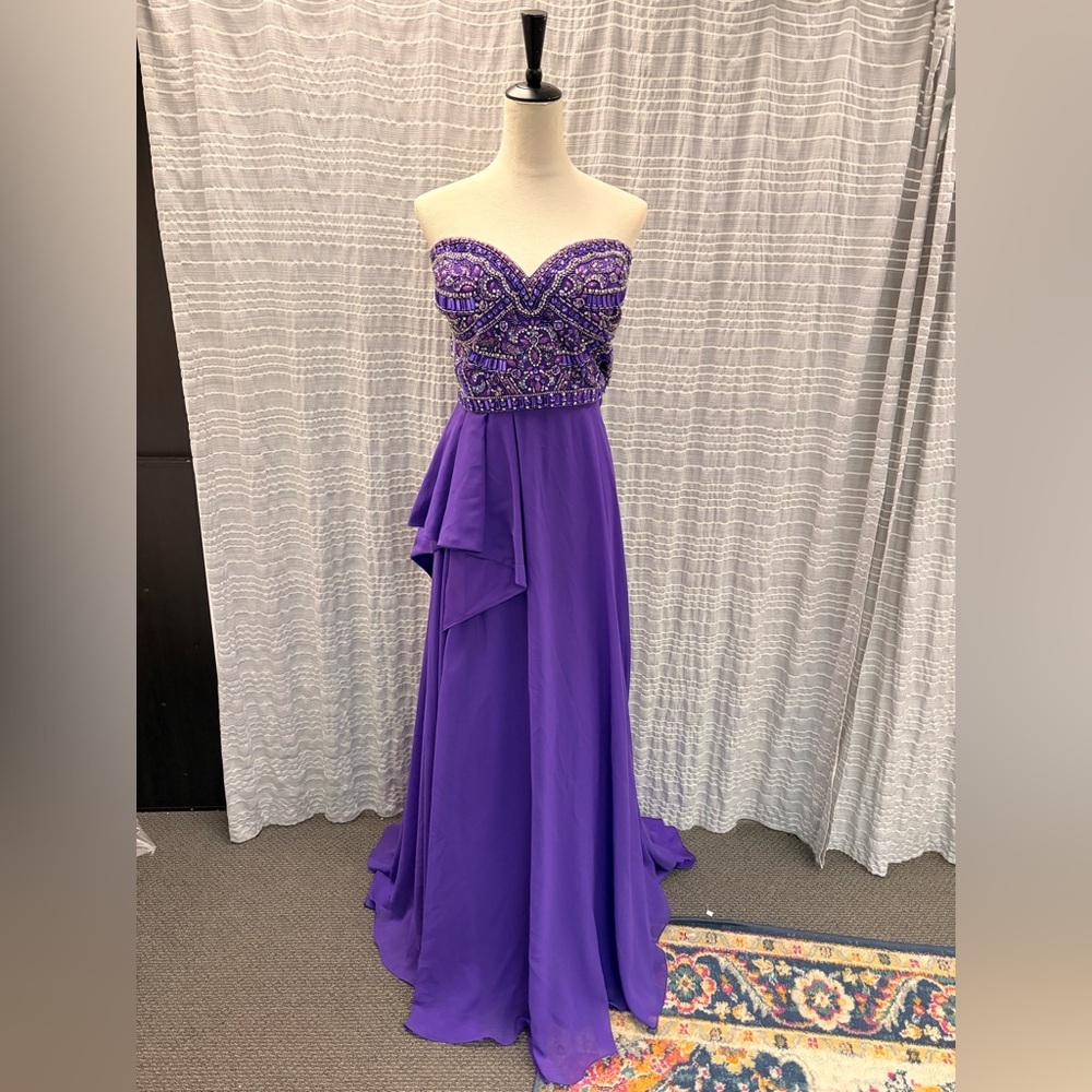 Rachel Allan Vibrant Purple Strapless Gown